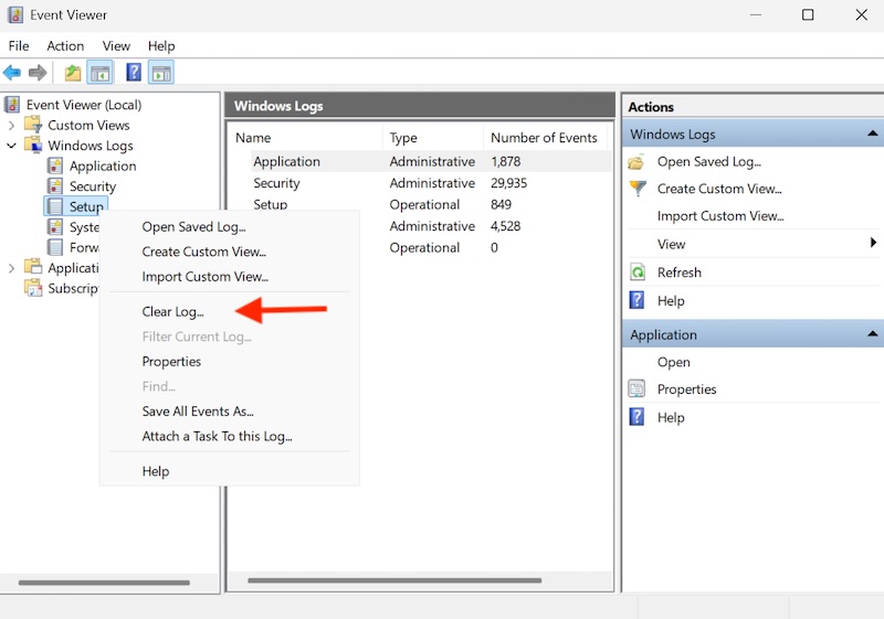clear-windows-log-event-viewer