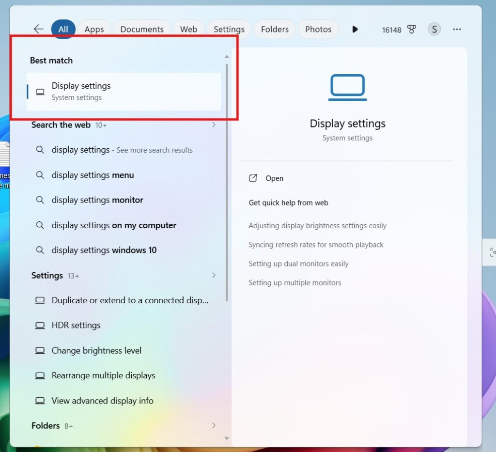 search-display-settings