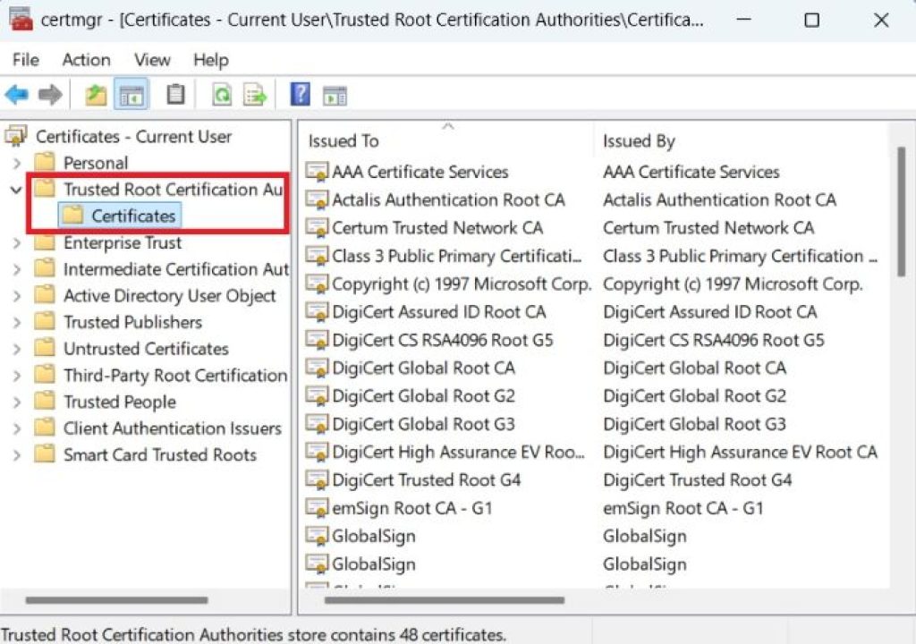 trusted-root-certification-certificates