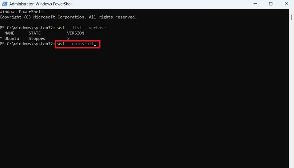 wsl-uninstall