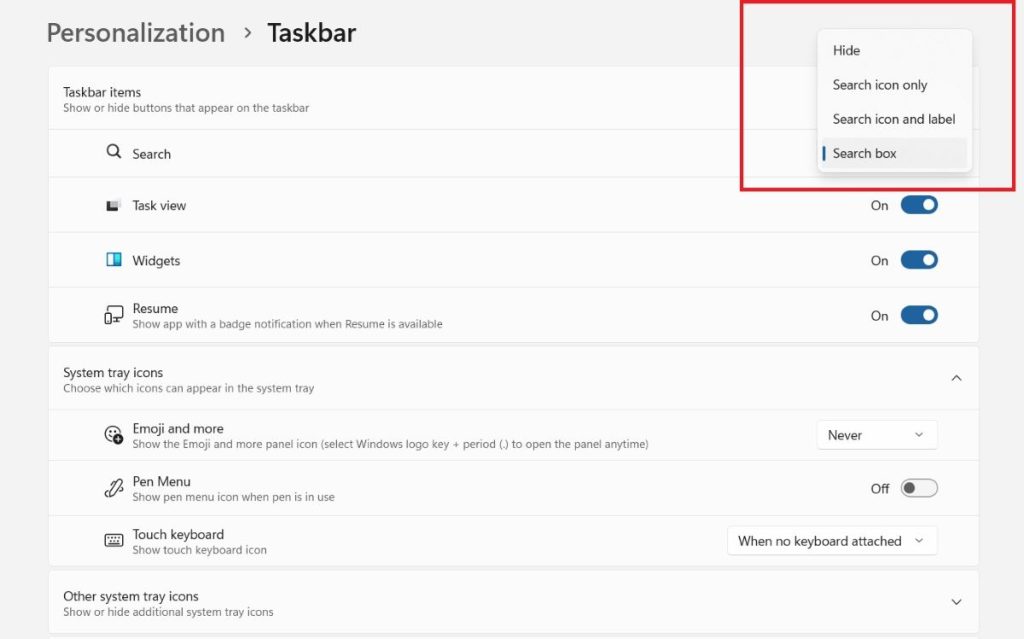 taskbar-search-options