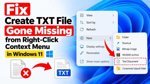 Fix Create TXT File Gone Missing from Right-Click Context Menu in Windows 11