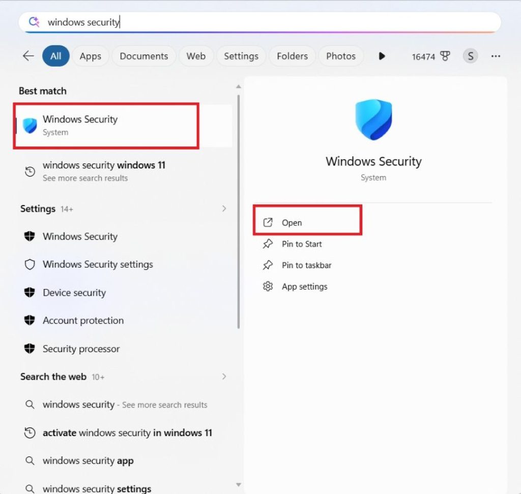 open-windows-security