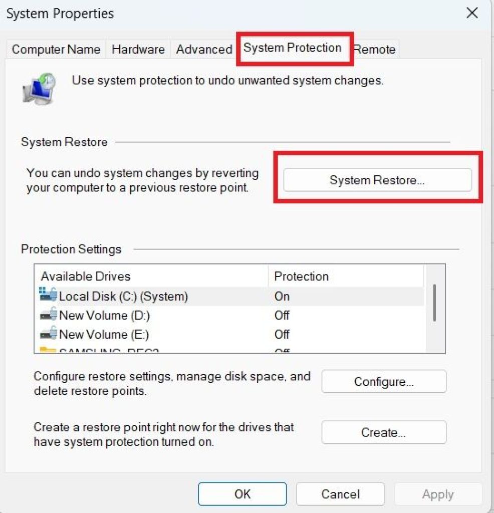 system-protection-restore-point