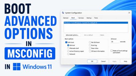 Boot Advanced Options in MSCONFIG in Windows 11
