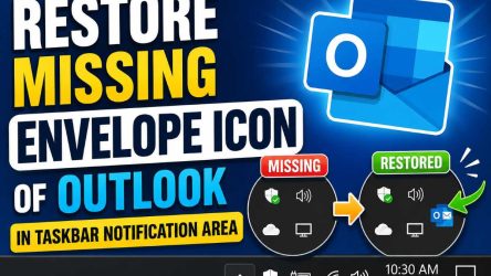 Restore missing Envelope icon of Outlook in Taskbar notification area [Windows 11/10]
